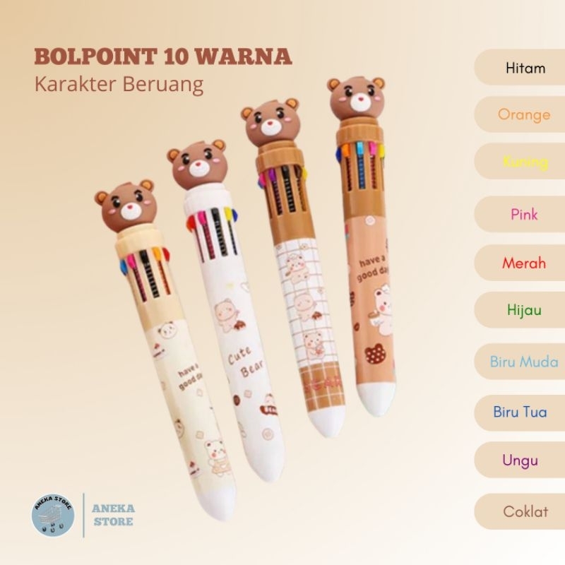 

0017 Pulpen_Bolpoint karakter 10 warna_ pulpen murah