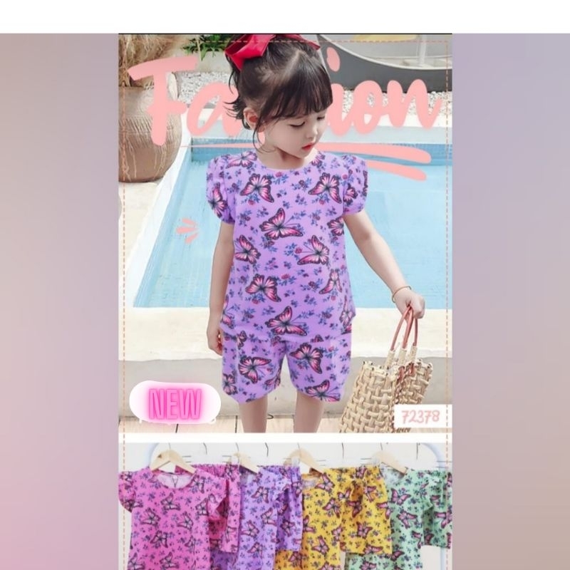 Setelan Anak Perempuan Motif Kupu-kupu, Setelan Anak babyterry Import, Setelan Anak Perempuan Cantik