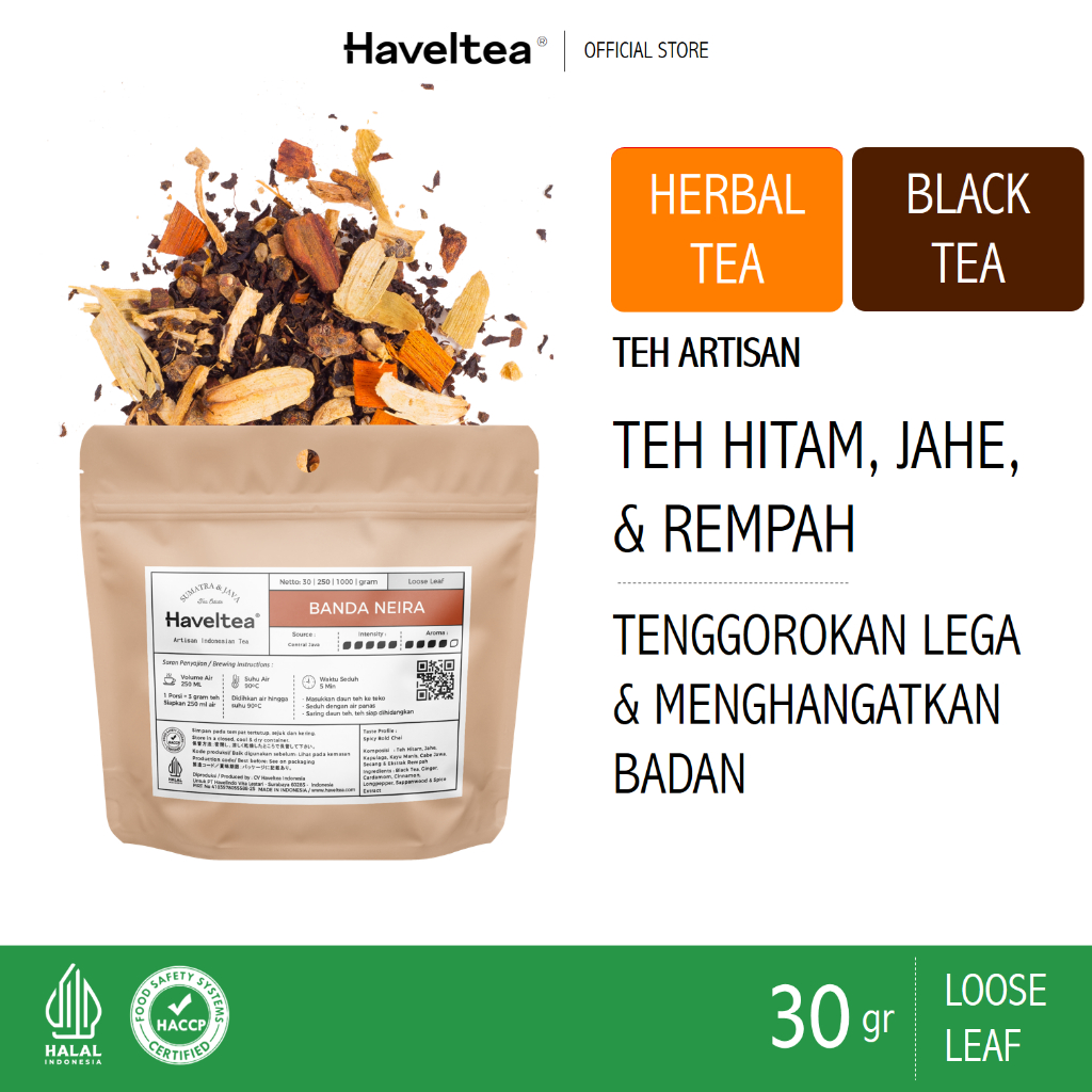 

BANDA NEIRA | Small Pouch | Haveltea | Teh Hitam Jahe | Loose Leaf