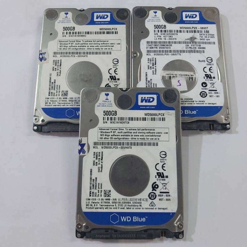 Hard Disk HD HDD Hardisk Harddisk Laptop 500GB WD Blue 2.5inch Internal Second ORI