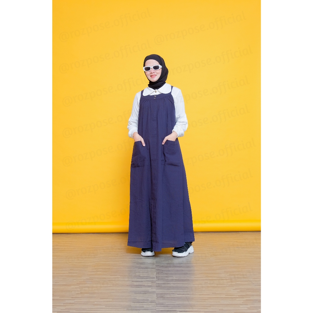 DEANA OVERALL / DRESS WANITA / DRESS KOREAN STYLE NAVY