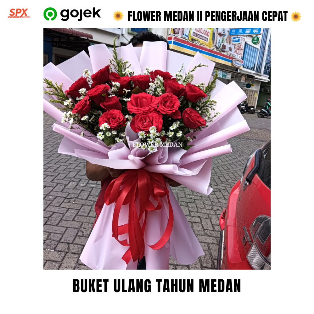 H03 flower medan buket bunga asli fresh flower hand bouquet birthday anniversary wisuda wedding rose