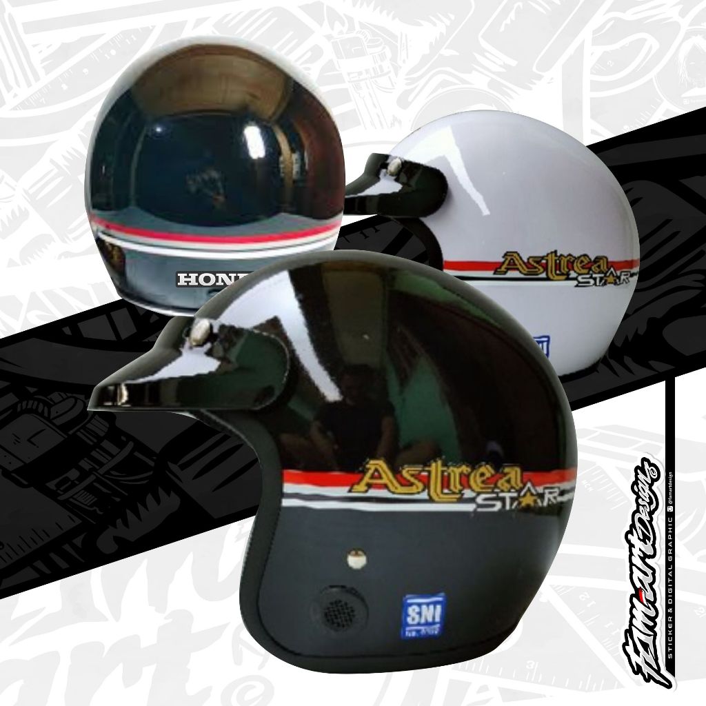 Sticker Helm Honda Astrea Star, Astrea Prima, Bahan Super Glossy
