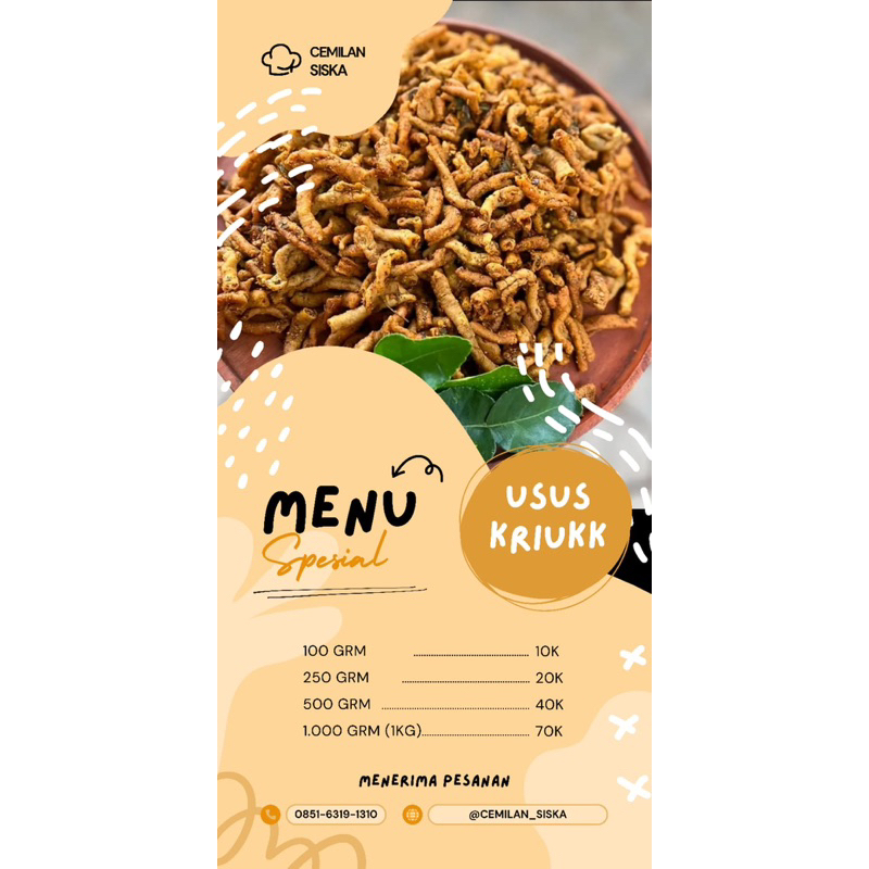 

Usus Kriuk Pedas Daun Jeruk