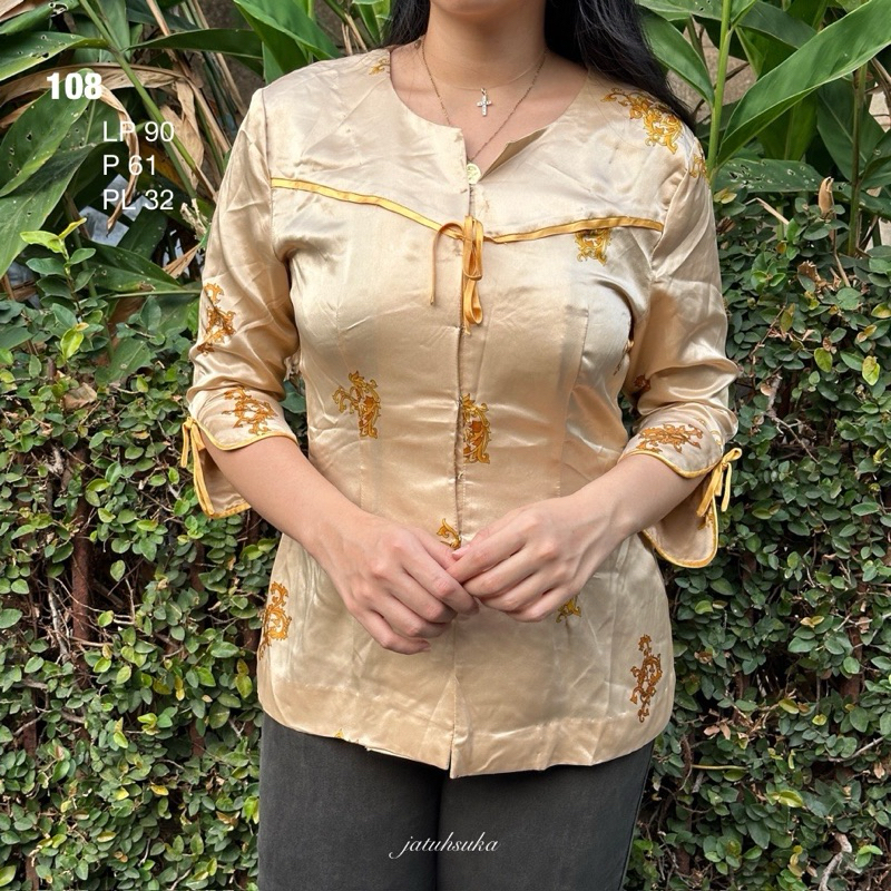 JS 108 pakaian atasan wanita baju cina cheongsam warna gold