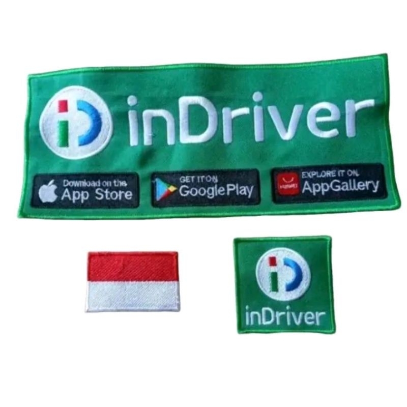 Emblem InDriver Hijau 1 paket Lengkap Bordir komputer Logo InDriver