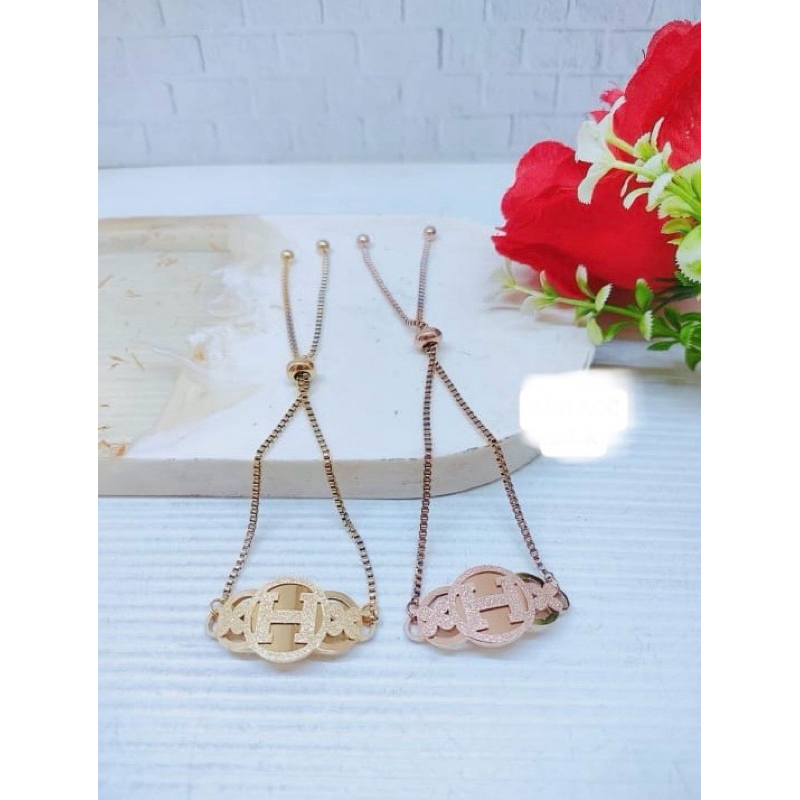 Gelang serut motif bulat H&semangi titanium fashion wanita