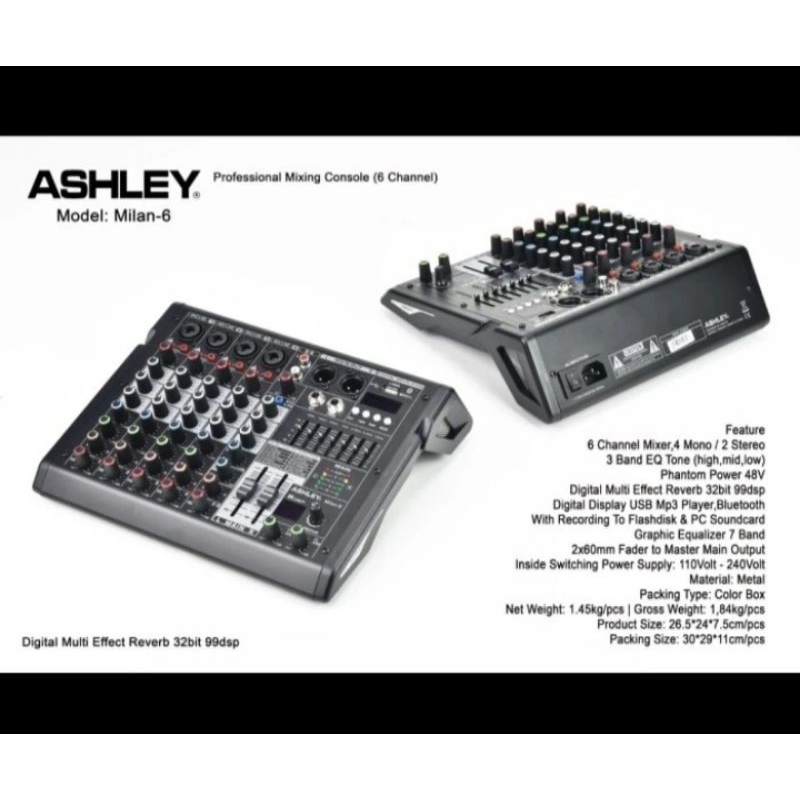 Mixer Ashley Milan 6 6channel PROFESSIONAL MIXING CONSOLE 6CHANNEL 