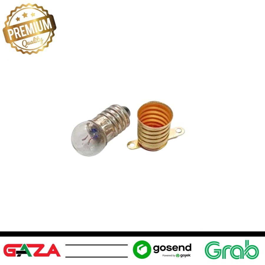 Bohlam Lampu 2.5V + Fitting Bohlam E-10 / Bohlam Lampu + Fitting Bohlam Kecil Praktek Sekolah / Bohl