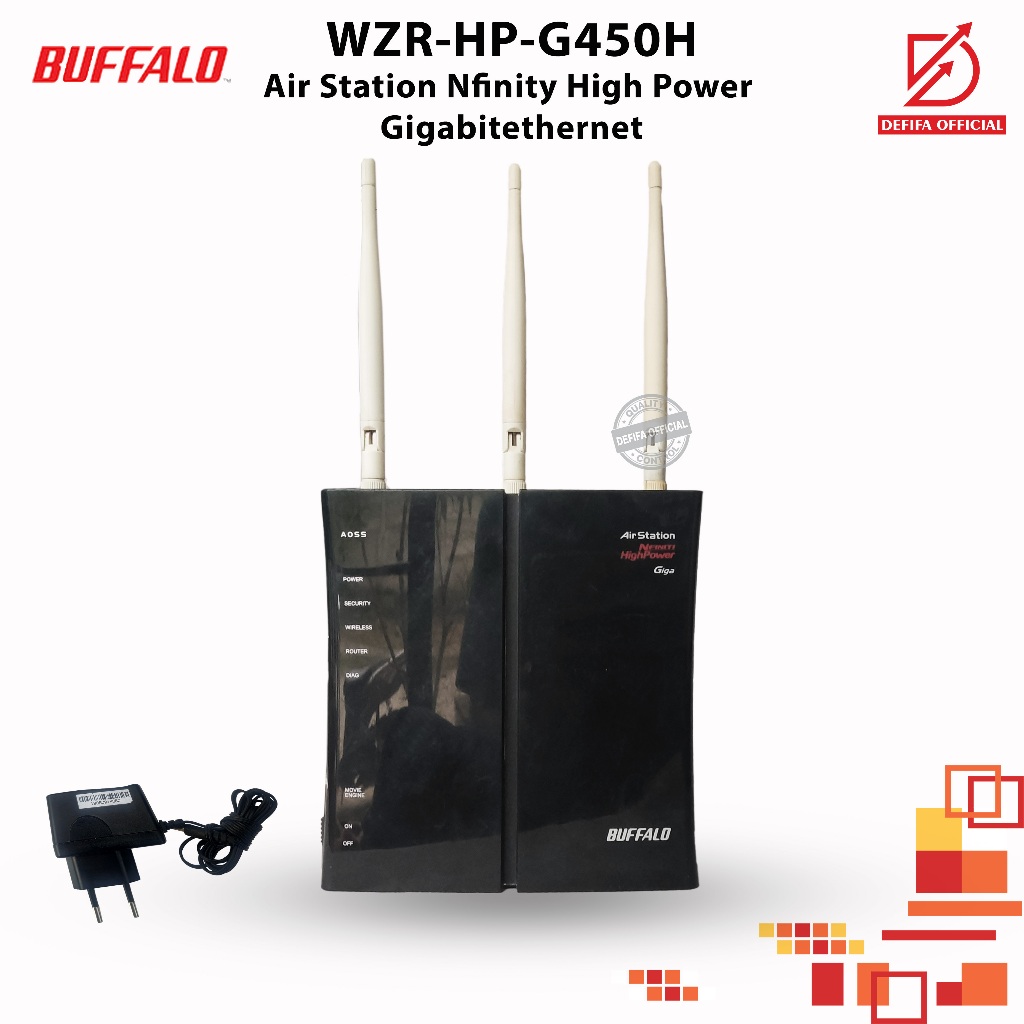 Buffalo WZR-HP-G450H WIFI Wireless AirStation Nfinity High Power Gigabitethernet