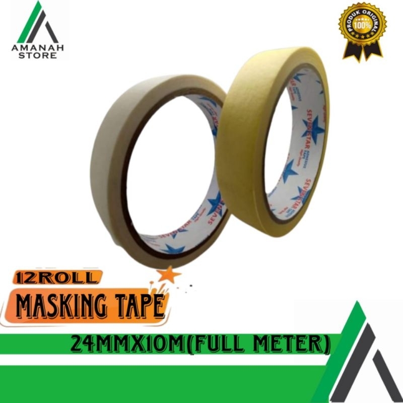 

Masking Tape Isolasi Kertas 24mm*10m (full meter) 12pcs