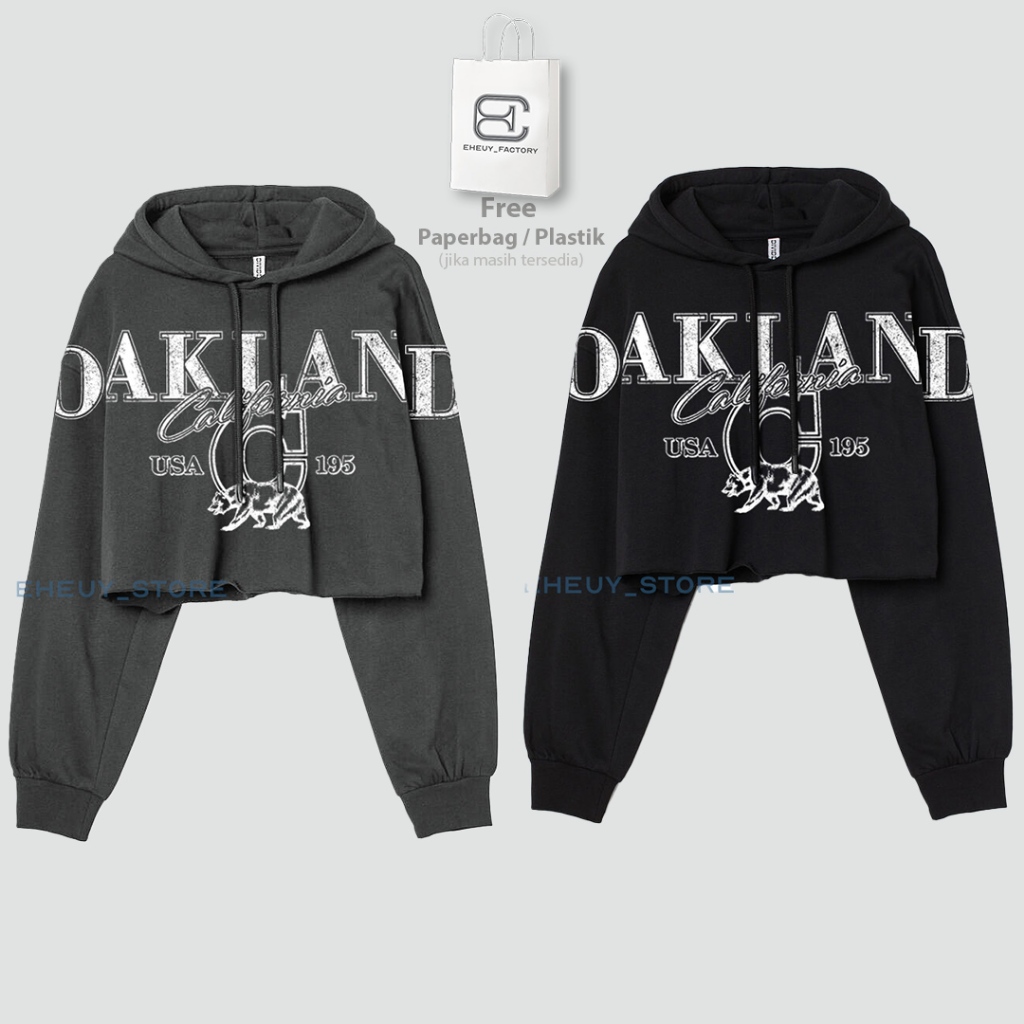 Hoodie Crop Oakland Sweater Crop korean Hoodie Cropped Wanita Korean Style Bahan Lembut Fleece