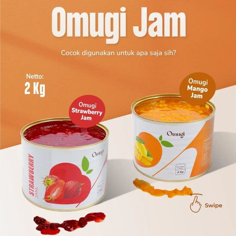 

RB Omugi Fruit Jam Topping all variant Selai Buah Asli Strawberry Blueberry Peach Passion