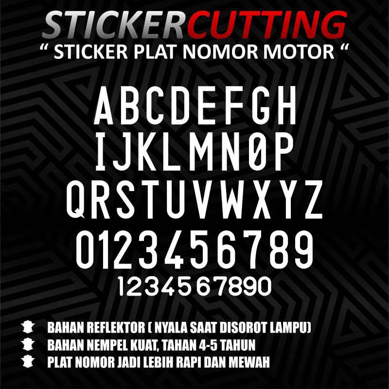 cutting sticker plat nomor MTR font balok