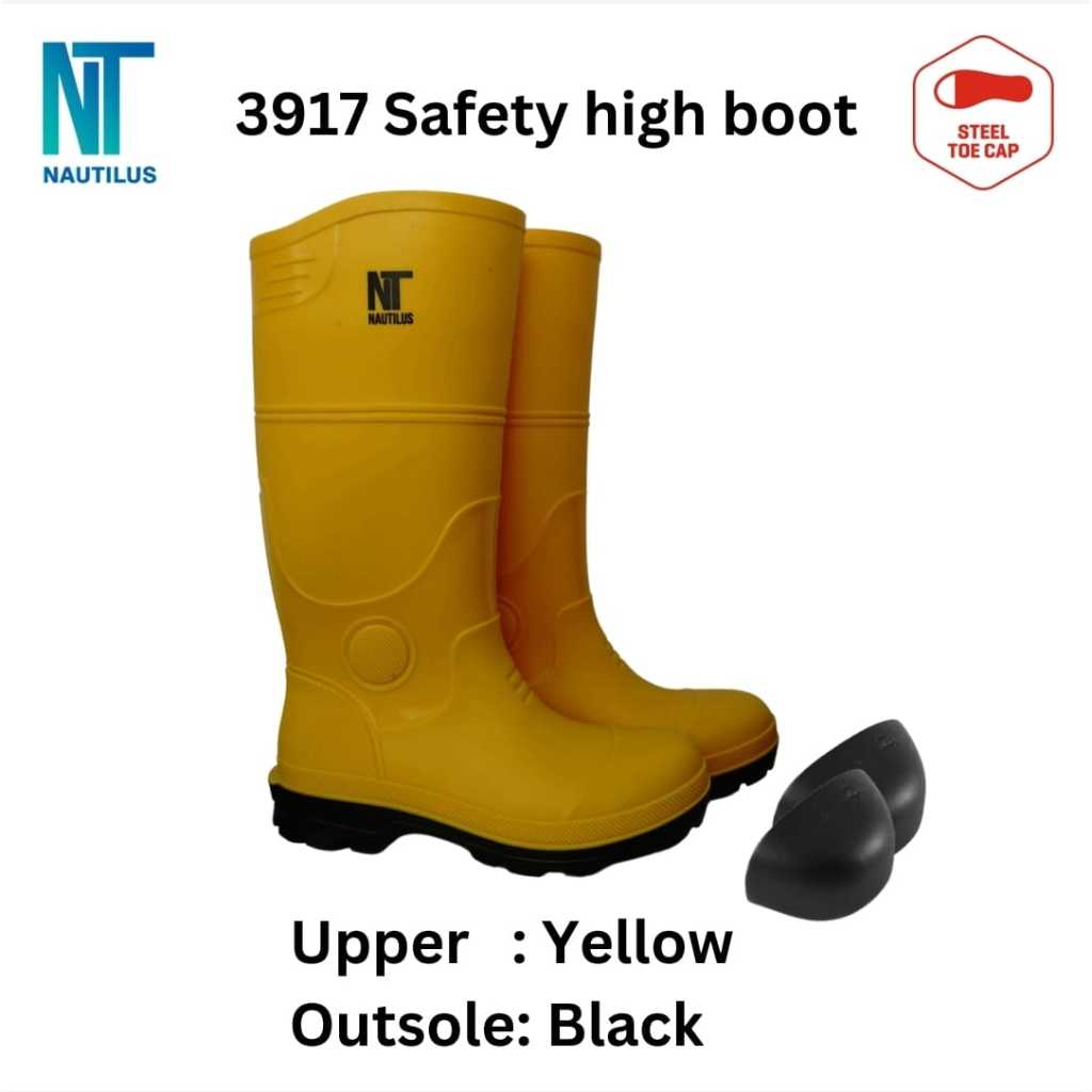 Nautilus Safety High Rubber Boots Steel Toe Yellow - Sepatu pengaman Karet Boot tinggi Kuning ujung 