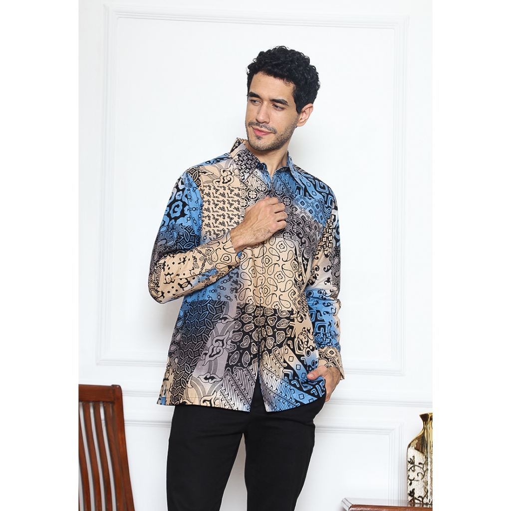 Arjuna Weda Kemeja Batik Pria Motif Tambal Pelangi
