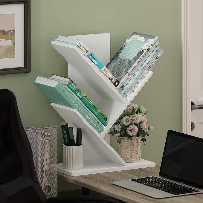 Rak Buku Tingkat/Rak Buku Kayu Minimalis/Rak Buku Aesthetic Murah/Rak Buku Meja Dinding Serbaguna