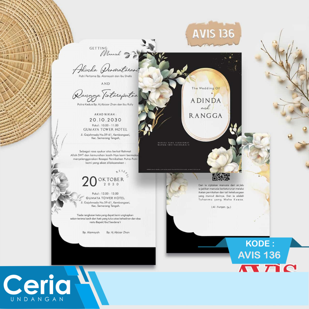Blangko Undangan Pernikahan atau Undangan Nikah Murah Merek Avis 136 Free File Setting