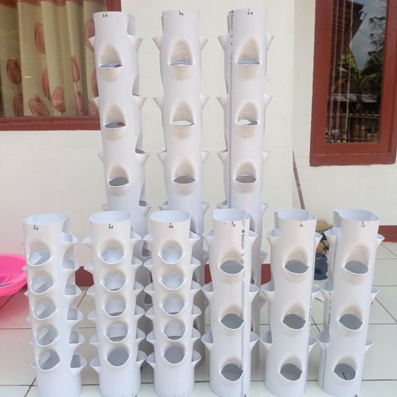 GROWING POT TOWER Pot Tanaman Vertikal Vertikultur , vas bunga, pot tanaman, pipa paralon PVC 4inch