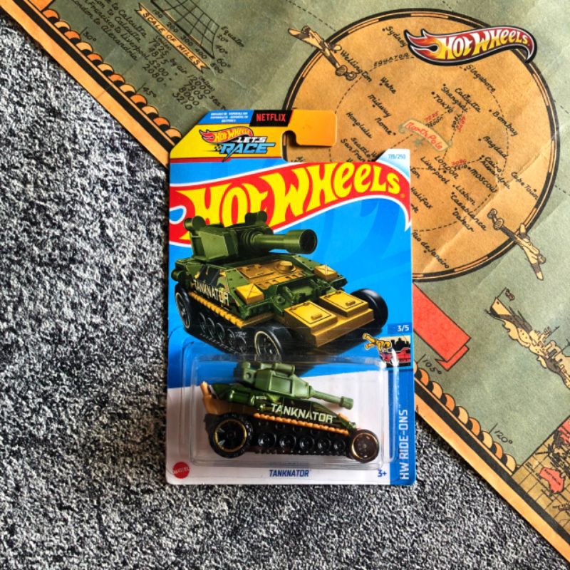 [ HTC39 ] Hot Wheels Regular Tanknator Green Army - Mainan Mobil Balap