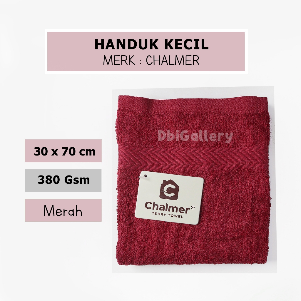 Handuk Kecil 30x70 Merek Chalmer Warna Merah Polos