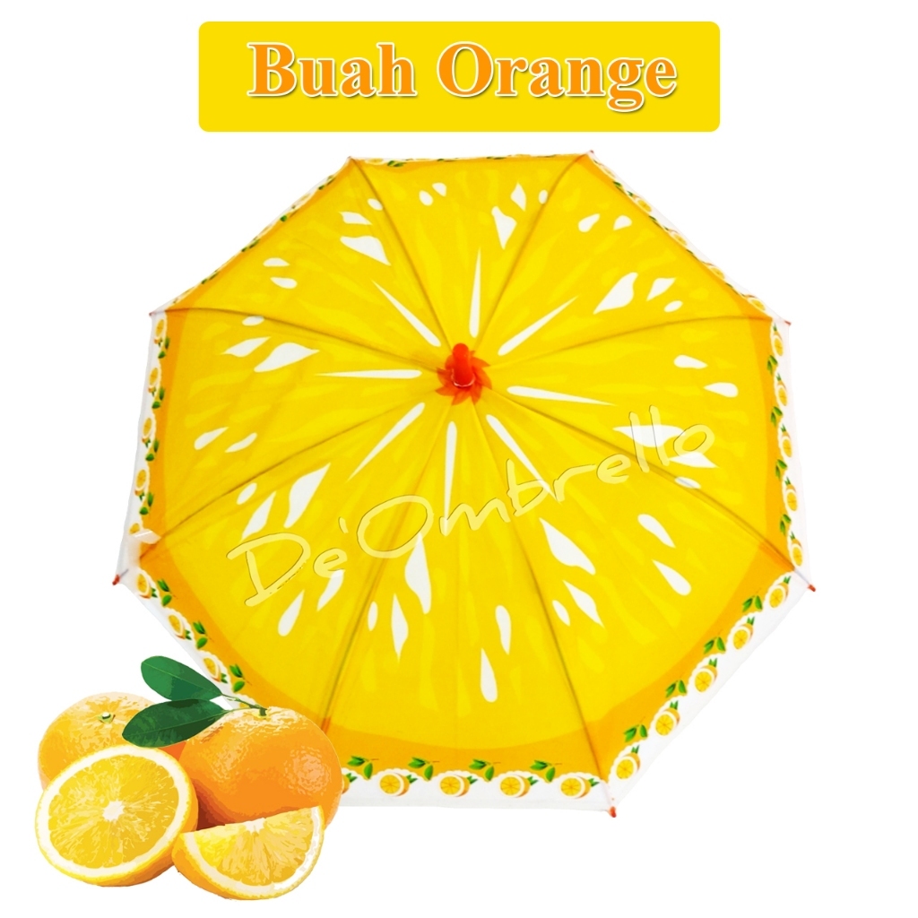 (005AA-1)Payung Tongkat PVC Motif Buah-buahan -1
