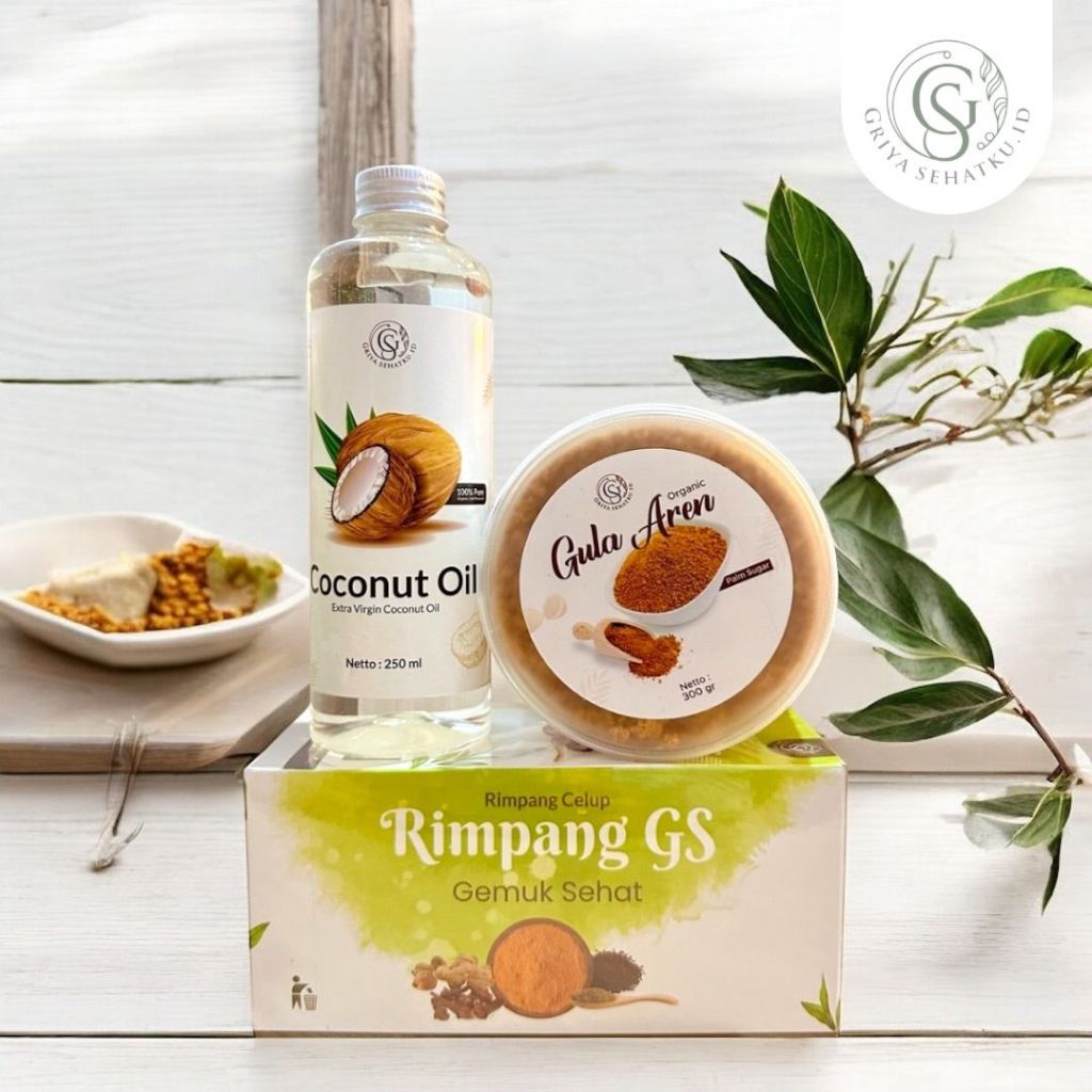 

PAKET RIMPANG GEMUK SEHAT ( VCO + GULA AREN + RIMPANG GS) by griya sehatku