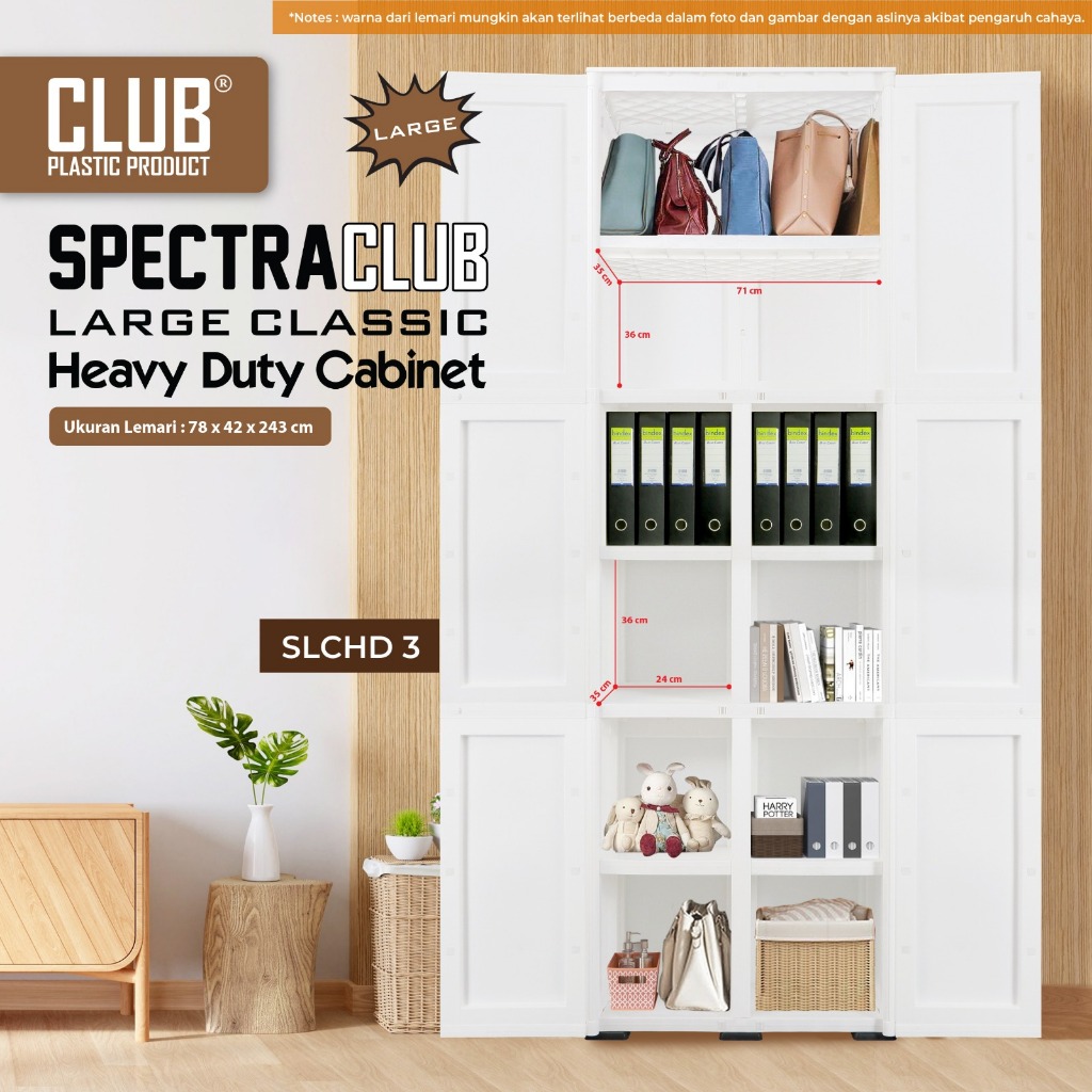 Club Plastik Spectra Large Heavy Duty Cabinet - Lemari Tinggi +2M Plastik Penyimpanan Serbaguna Kuat