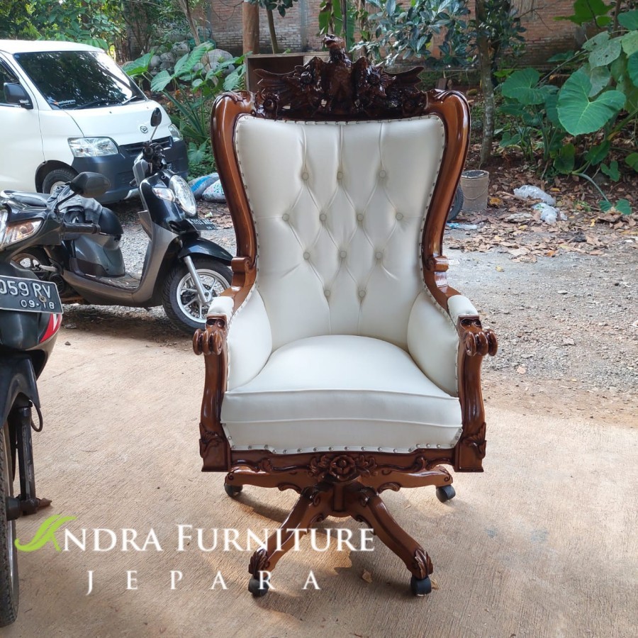 kursi direktur putar hidrolik ukir garuda kursi direktur kayu jati