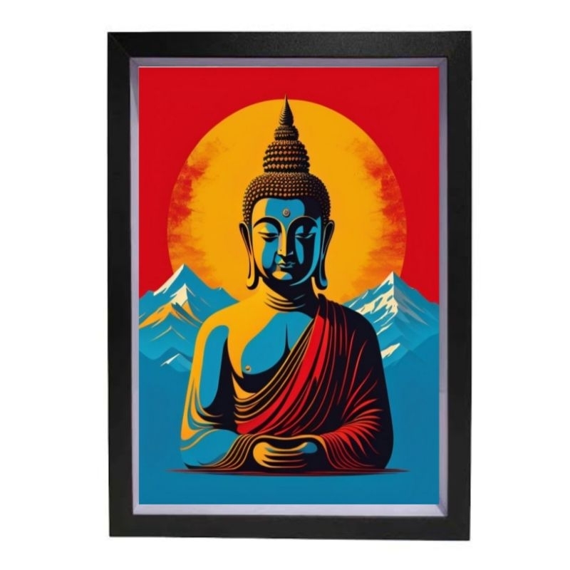 poster cetak hiasan dinding gambar patung budha matahari senja vintage ukuran jumbo dekorasi kamar t