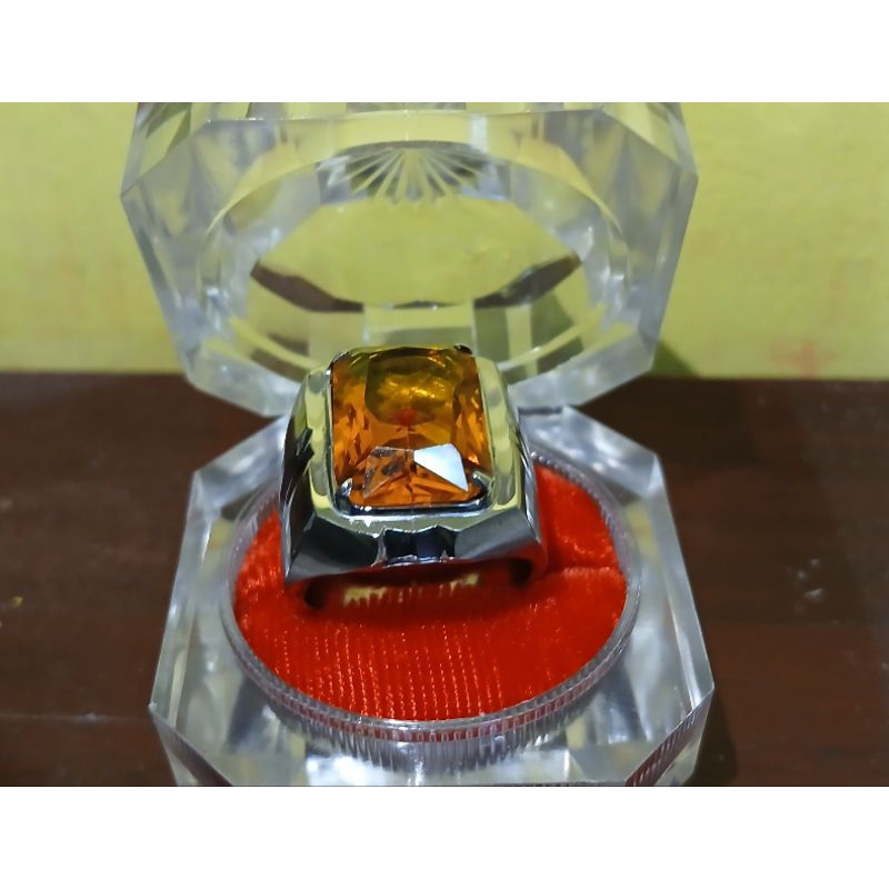 Yellow Topaz Topaz Kuning Cincin Ring Monel No.22