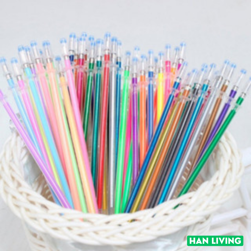 

HANLIVING 48 PCS Refill Tinta Pulpen Gel Warna 0.7mm Neon Pastel Glitter