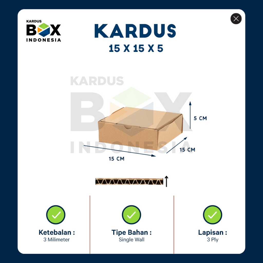 

Kardus Box Die Cut 15x15x5 CM Kotak Dus Hampers Kado Polos