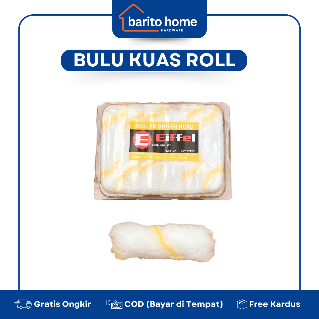 Bulu Kuas Roll Kecil Bulu Putih Wool 4" Inch / Refill Kuas Kecil Roll Kapal Roller Cat Tembok