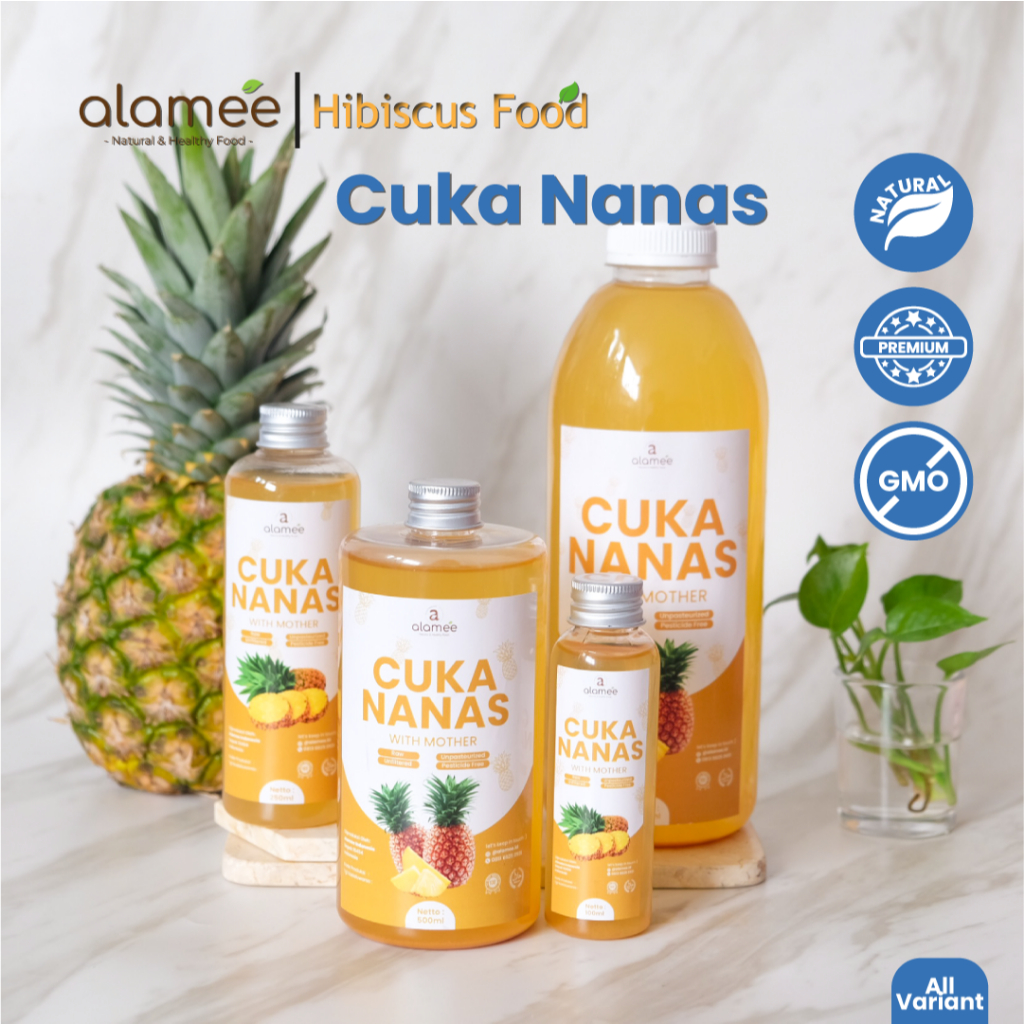 

ALAMEE Cuka Nanas Original Pineapple Cider Vinegar With Mother Organik Asli 500ml 1 Liter