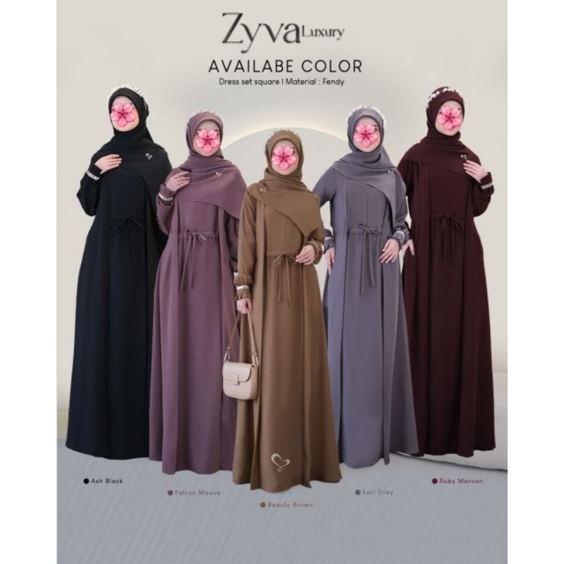 ZYVA LUXURY DRESS SET SQUARE (GAMIS SET HIJAB SEGIEMPAT) BY SALVINA HIJAB