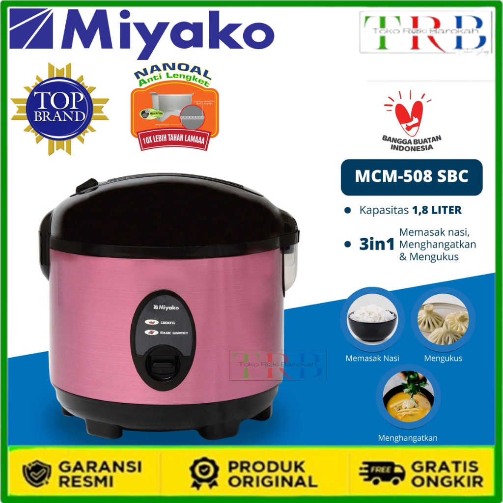MIYAKO MAGIC COM RICE COOKER MCM 508 SBC 3IN1 PENANAK NASI / MEJIKOM / MAGICCOM / MAGICOM / MEGICOM 