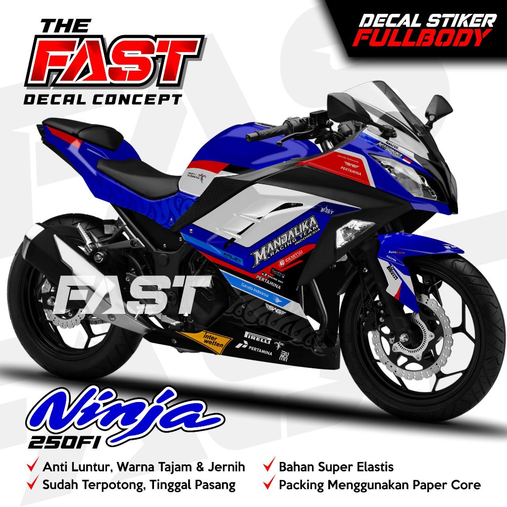 Stiker Terbaru Kawasaki Ninja 250 FI Fulbody - Decal Variasi Ninja 250 FI Fullbody Mandalika