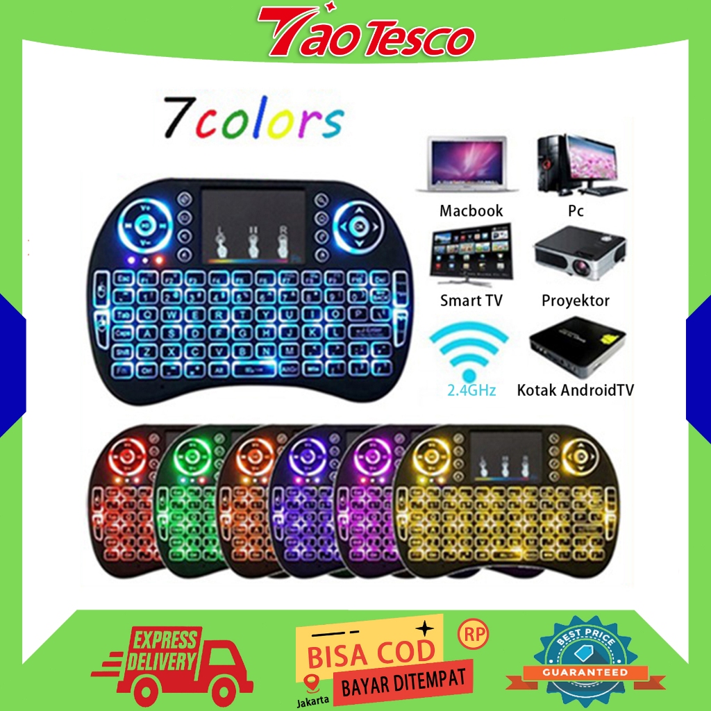 Mini Keyboard i8 Backlit Mouse Keypad Wireless Touchpad Nirkabel Tanpa Kabel Asus Acer Lenovo