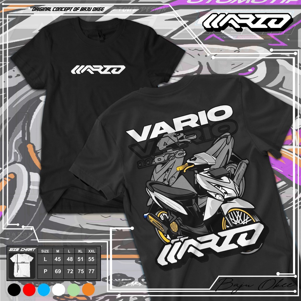 Baju Okee Kaos Baju Otomotif  Honda Vario 110cc Tshirt Dewasa Lengan Pendek Unisex