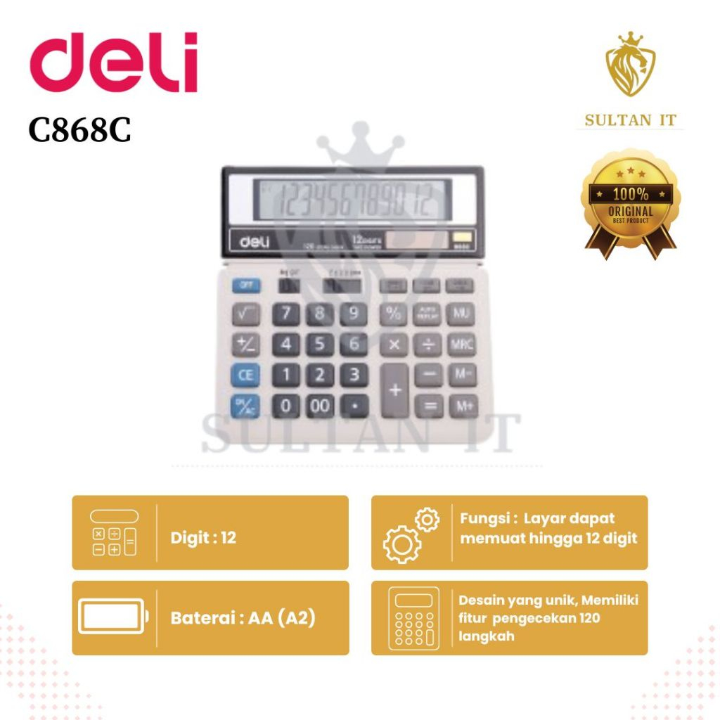 

Kalkulator Deli C-868C / Kalkulator Hitung 12 Digit 868C / Peralatan Kantor Murah ORIGINAL