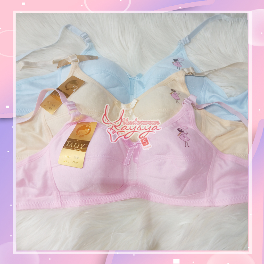 Bra Tally 2810/1103 BH Remaja ABG busa tipis tanpa kawat Ukuran 32-38