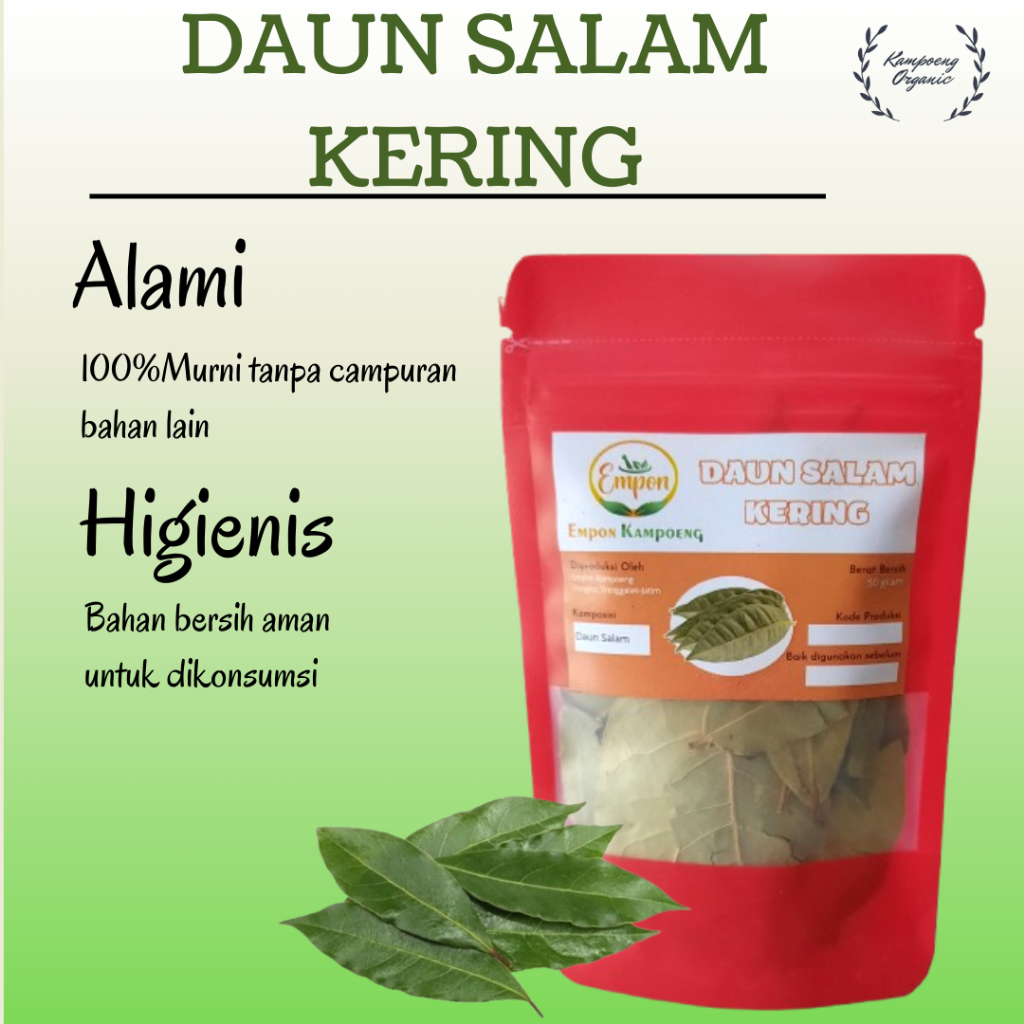 

Daun Salam Lokal Kering Bay Leaf Leaves Bumbu Rempah Dapur Masak Asli Murni