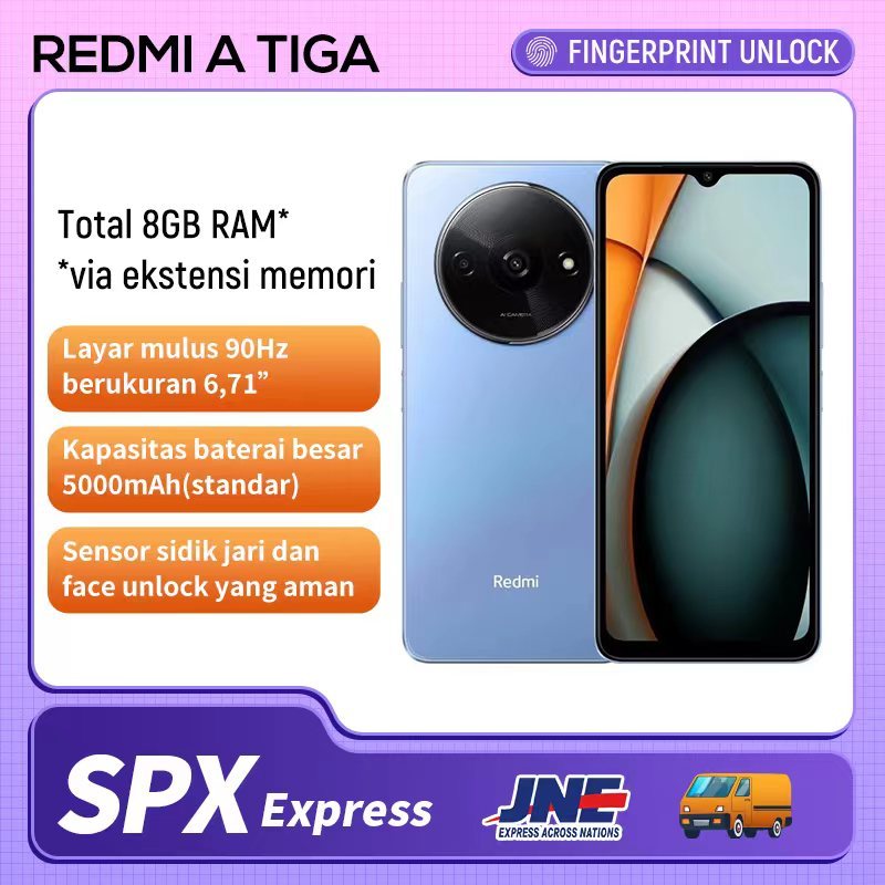 HP  REDMI A3 SMART PHONE RAM 8GB/256GB GARANSI TOKO 1 TAHUN 100% ori  Redmi A3