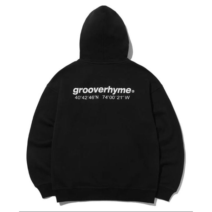 JAKET HOODIE GROOVERHYME BLACK ORIGINAL backprint