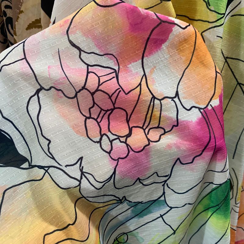 Kain yoryu Motif - kain Yoryu dobby - Kain sifon Yoryu dobby tebal - kain sifon Yoryu motif bunga - 