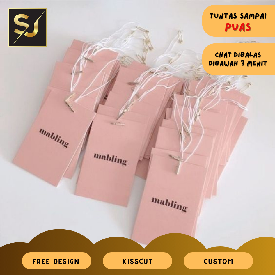 Hang Tag Bentuk Persegi Free Desain Template Label Baju Cetak Hangtag Pakaian Merek Custom Desain