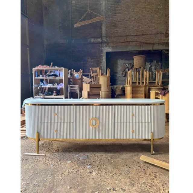 Buffet cabinet tv salur top marmer