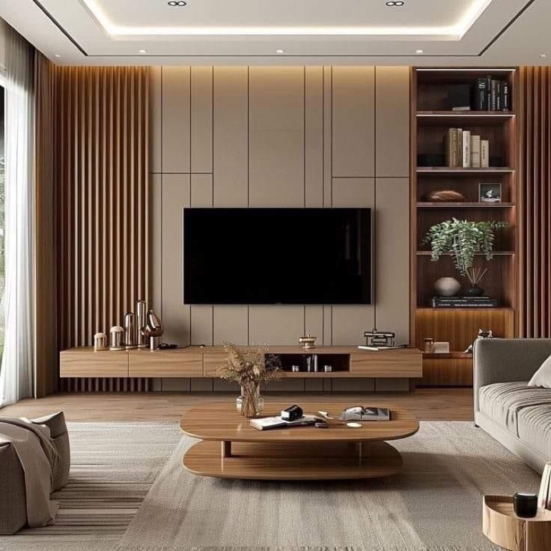 Backdrop TV Minimalis Rak TV Minimalis Kabinet Partisi Rak TV Gantung