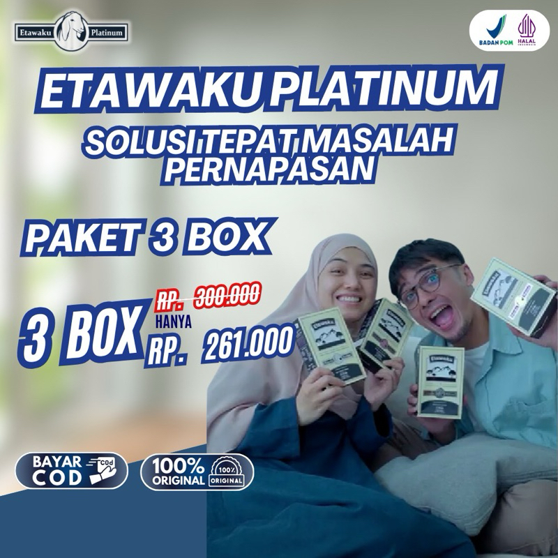 

Etawaku Platinum Atasi Masalah Pernafasan, Sesak Napas dan Batuk-batuk